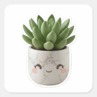 Söt Kawaii Marmor Krukväxt Die-Cut Klistermärke