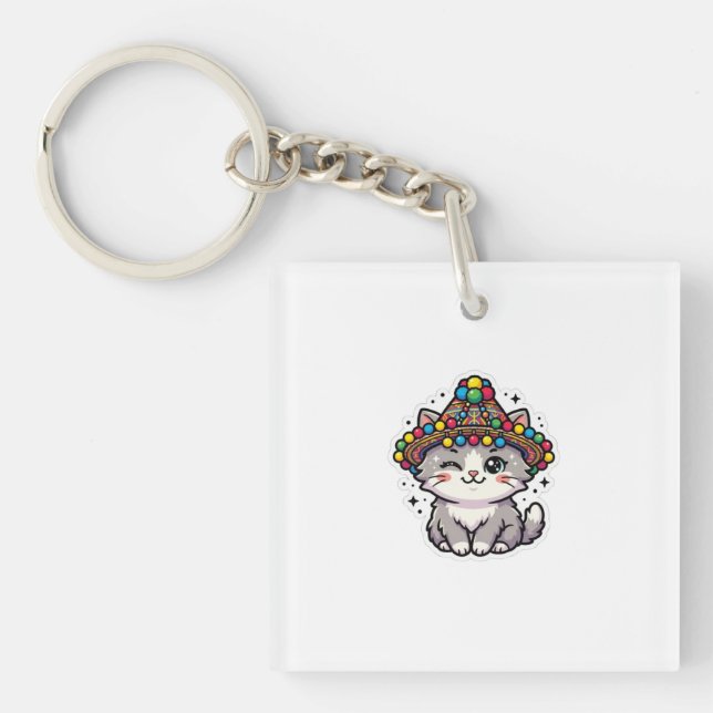 Söt Kawaii Marockansk Amazigh Katt Vävd Hatt Pom-P (Framsidan)