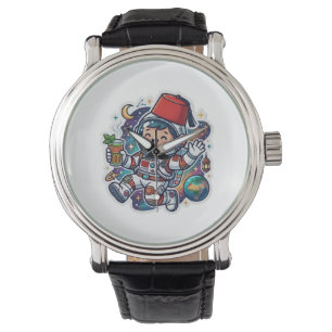 Söt Kawaii marockansk astronaut Mint Te Fez-kliste Armbandsur