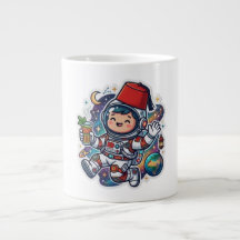 Söt Kawaii marockansk astronaut Mint Te Fez-kliste