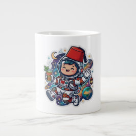 Söt Kawaii marockansk astronaut Mint Te Fez-kliste Jumbo Mugg