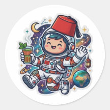 Söt Kawaii marockansk astronaut Mint Te Fez-kliste
