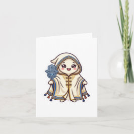 Söt Kawaii Marockansk Barnous-kappa och Khamsa-han Kort