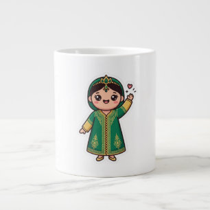 Söt Kawaii Marockansk Caftan Traditionell Grön Klä Jumbo Mugg