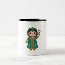 Söt Kawaii Marockansk Caftan Traditionell Grön Klä