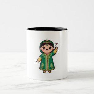 Söt Kawaii Marockansk Caftan Traditionell Grön Klä Två-Tonad Mugg