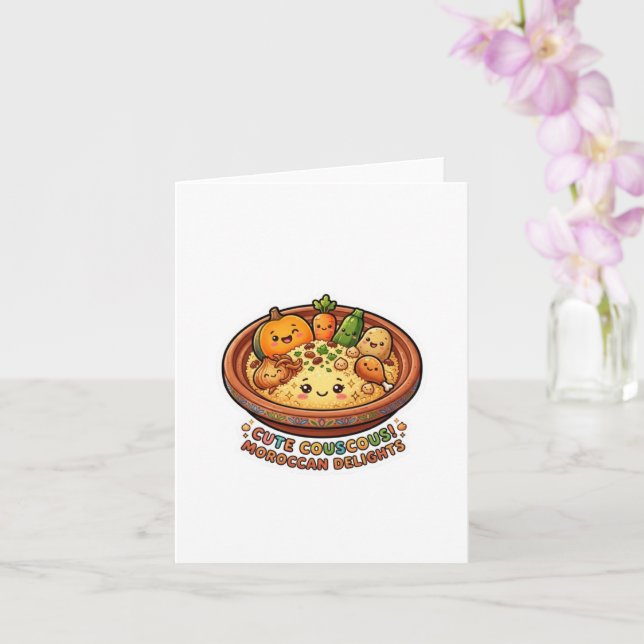 Söt Kawaii Marockansk Couscous Fredag SammanSticka Kort (Orkide)