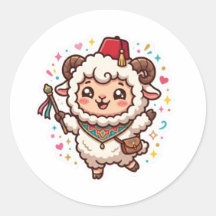 Söt Kawaii Marockansk Eid al-Adha Får Fez-dekal