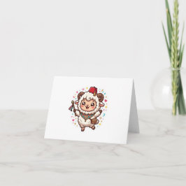 Söt Kawaii Marockansk Eid al-Adha Får Fez-dekal Tack Kort