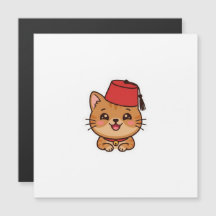 Söt Kawaii Marockansk Fez-hatt Katt-dekal