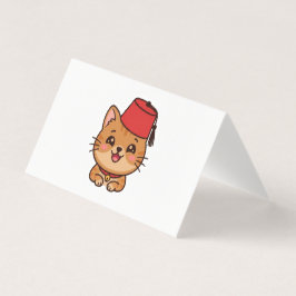 Söt Kawaii Marockansk Fez-hatt Katt-dekal Kort