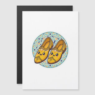 Söt Kawaii Marockansk Gul Belgha Skor anSticker Magnetisk Inbjudningskort