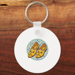 Söt Kawaii marockansk gul Belgha-skor anSticker Nyckelring