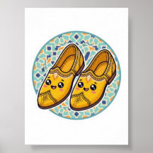 Söt Kawaii Marockansk Gul Belgha Skor anSticker