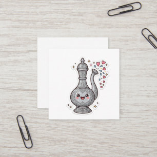 Söt Kawaii Marockansk Silverrosenvattenspridare He Fyrkantigt Visitkort