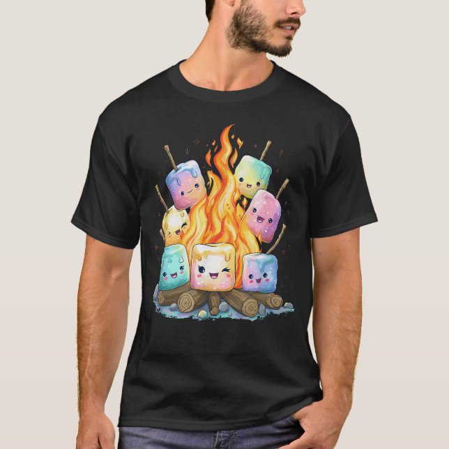 Söt Kawaii Marshmallow Läggereld Sommar T Shirt (Framsida)