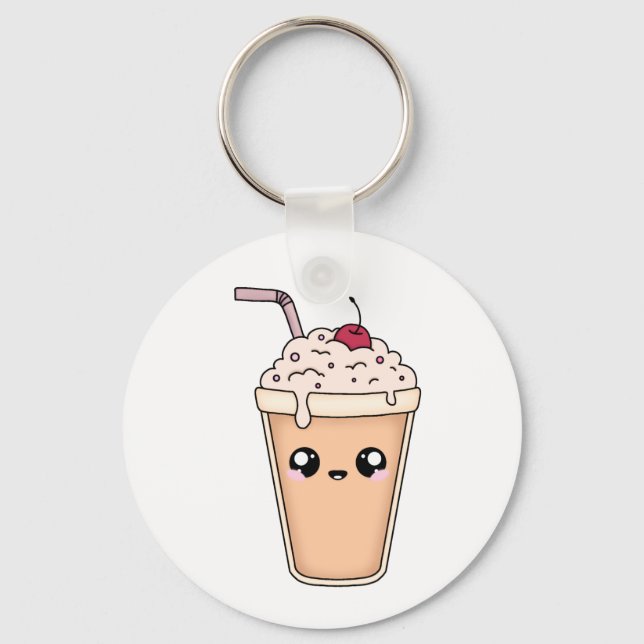 Söt Kawaii Milkshake Nyckelring – Rolig Klistermär (Framsida)
