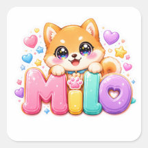 Söt Kawaii Milo Hund Namn Pastell Rosa Glittrande