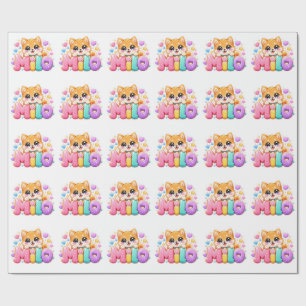 Söt Kawaii Milo Hund Namn Pastell Rosa Glittrande Presentpapper
