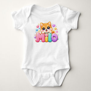 Söt Kawaii Milo Hund Namn Pastell Rosa Glittrande T Shirt