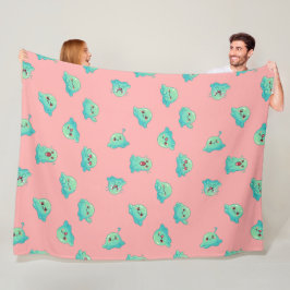Söt Kawaii Mintgrön Blob Ghost Pastell Rosa Fleecefilt