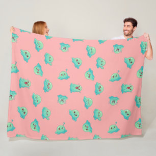 Söt Kawaii Mintgrön Blob Ghost Pastell Rosa Fleecefilt