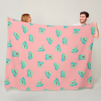Söt Kawaii Mintgrön Blob Ghost Pastell Rosa Fleecefilt