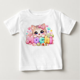Söt Kawaii Mochi Katt Namn Pastell Rosa Glittrande T Shirt