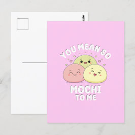 Söt Kawaii Mochi Mat Pun Pastell Kärlek Citat Vykort