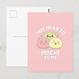Söt Kawaii Mochi Mat Pun Pastell Rosa Kärlekskvot Vykort