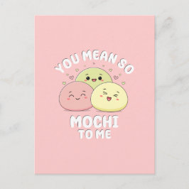 Söt Kawaii Mochi Mat Pun Pastell Rosa Kärlekskvot Vykort