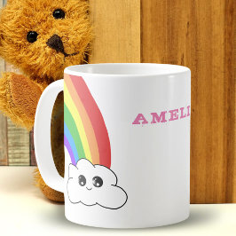Söt Kawaii Moln Regnbåge Barn Namn  Kaffemugg