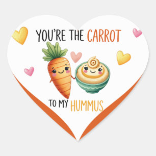 Söt Kawaii Morot och Hummus Hjärtformat Klistermärke
