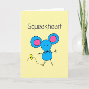 Söt Kawaii Mus Squeakheart Kärlek Puns Kort