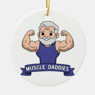 Söt Kawaii Muskel Pappa Skäggig Kroppsbyggare Julgransprydnad Keramik