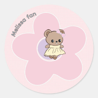 Söt kawaii nalle prinsessa rosa kpop stil runt klistermärke