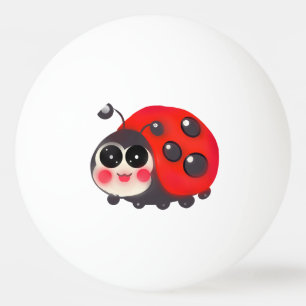 Söt Kawaii Nyckelpiga   Handritad Glad Nyckelpiga  Pingisboll