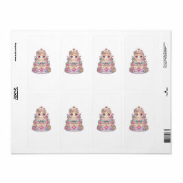 Söt Kawaii Nygift Bröllopstårta Pastell Fleur Fraktsedel