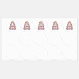 Söt Kawaii Nygift Bröllopstårta Pastell Fleur Klistermärke