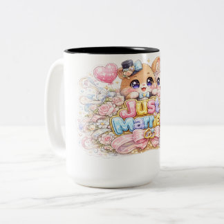 Söt Kawaii Nygift Djurförening Pastell Pin Två-Tonad Mugg