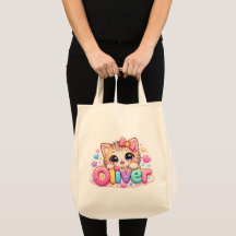 Söt Kawaii Oliver Katt Namn Pastell Rosa Glittrand