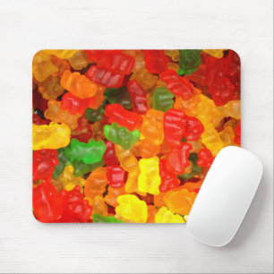 söt kawaii orange gult röd färglös gummibjörn musmatta