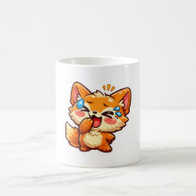 Söt Kawaii Orange Räv Latter Gråt Tår Klistermärke