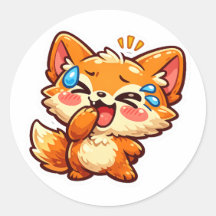 Söt Kawaii Orange Räv Latter Gråtande Tår Klisterm