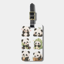Söt Kawaii Panda Björn Mönster Bagage Tag