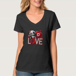 Söt Kawaii Panda Kärlek Hjärtan Kvinnor T-Shirt
