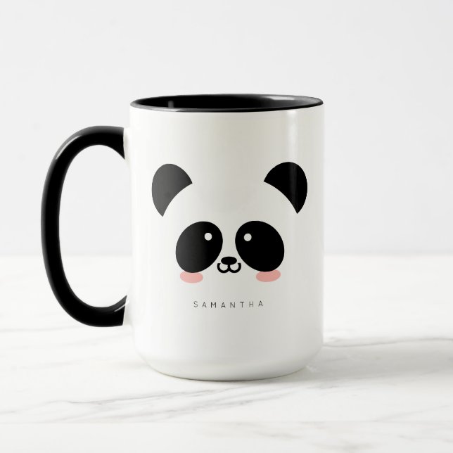 Söt Kawaii Panda | Lägg till ditt namn Mugg (Vänster)