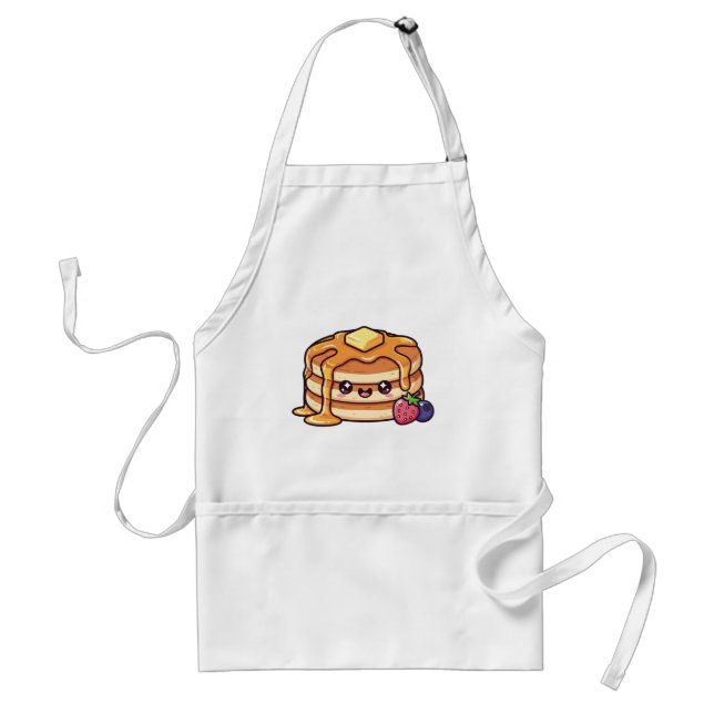 Söt Kawaii pannkaksstapel med sirap och bär Förkläde (Framsidan)