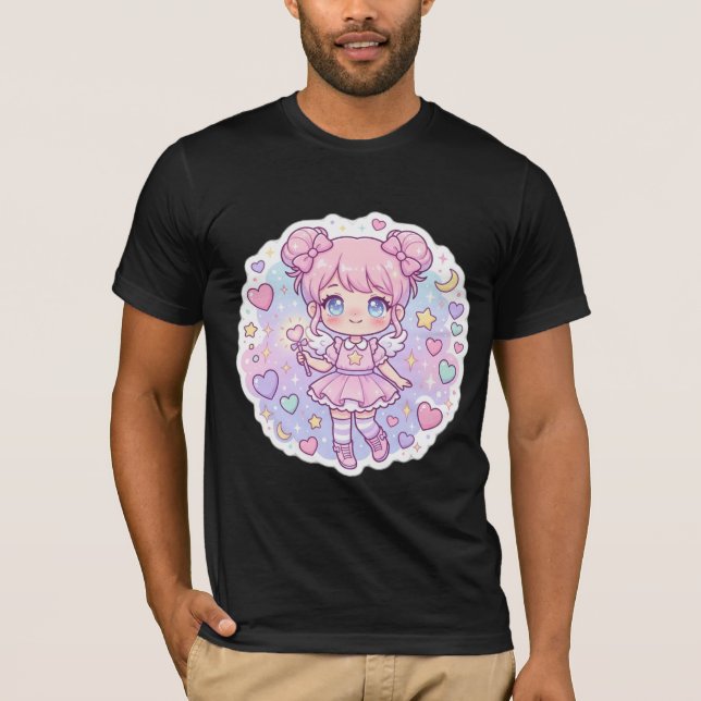 Söt Kawaii Pastell Chibi Anime Estetisk T-shirt  (Framsida)