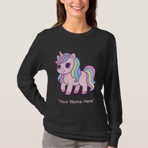 Söt Kawaii Pastell Enhörning Regnbåge Flickor Föde T Shirt